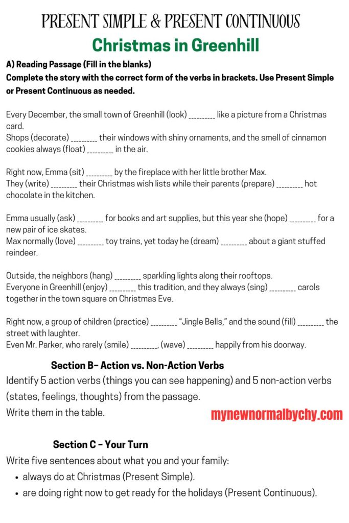 Present Simple & Present Continuous - my new normal by chy