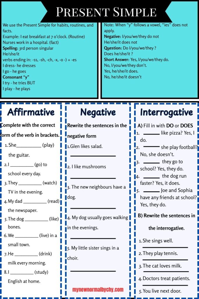 Present Simple Worksheet - my new normal by chy