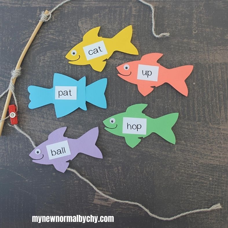 colourful-paper-cut-fish-labelled-words-on-the-floor-10-fun-phonics-games-kids-can-play-at-home