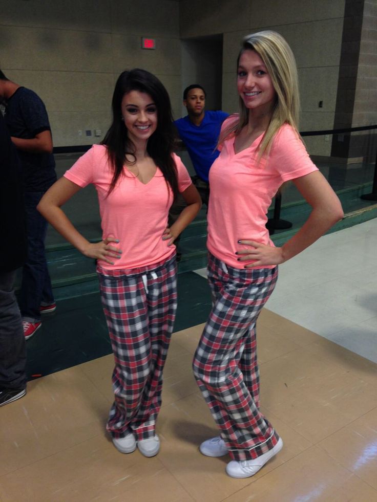 two-women-on-matching-pajama-for-creative-twin-day-outfit-ideas-for-school-spirit-week