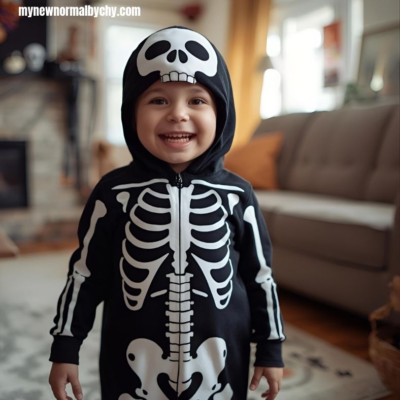 a-toddler-boy-wearing-a-skeleton-costume-for-15-DIY-halloween-costumes-you-can-create-on-a-budget