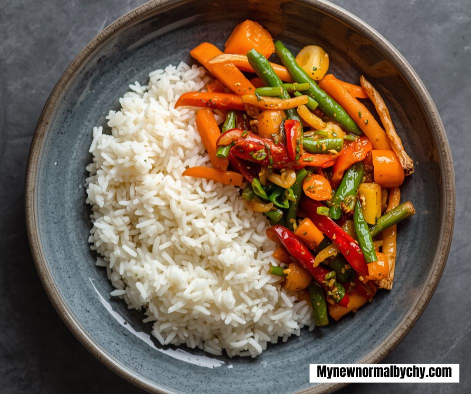 An-image-of-a-plated-dish-of-rice-and-stir-fried-vegetables
