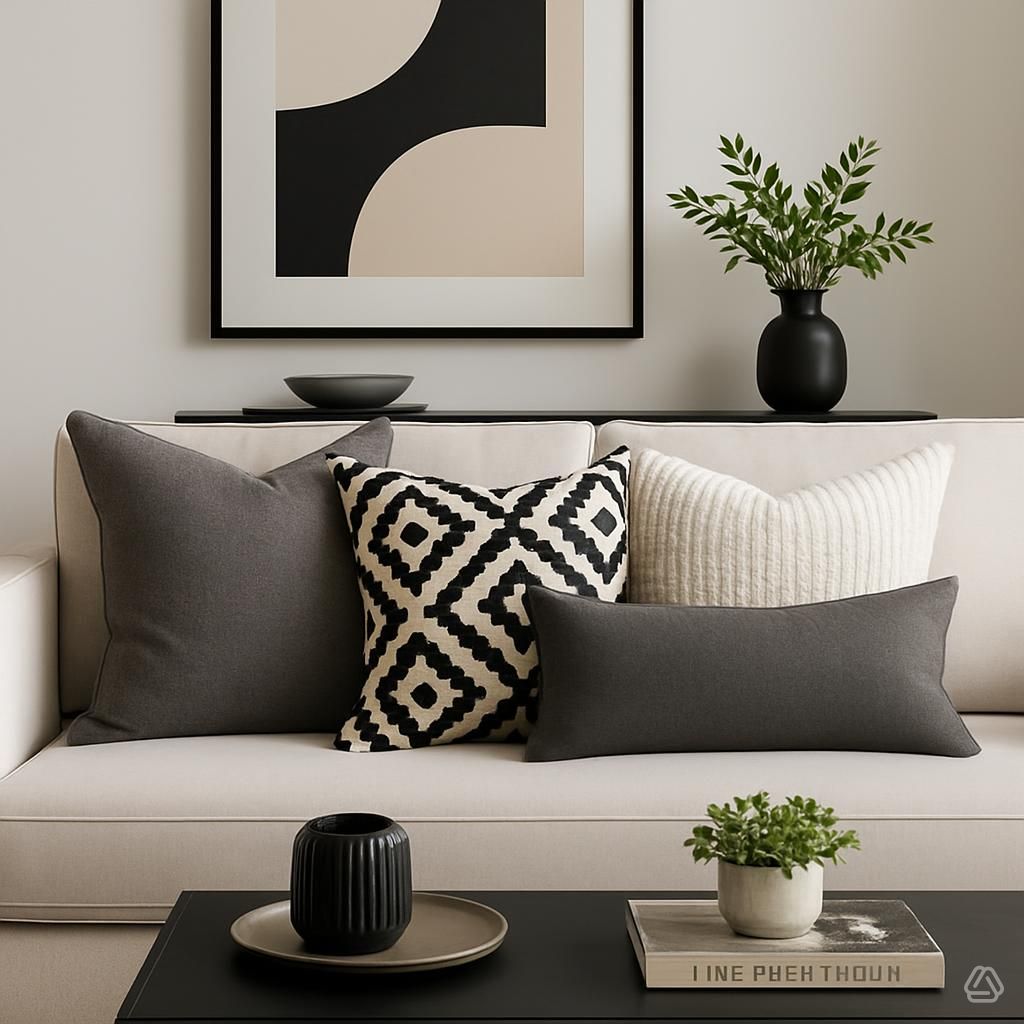 Modern-and-structured-throw-pillow-combination-in-a-minimalist-living-room-How-to-Mix-and-Match-Throw-Pillow-Combinations-for-a-Cozy-Living-Room
