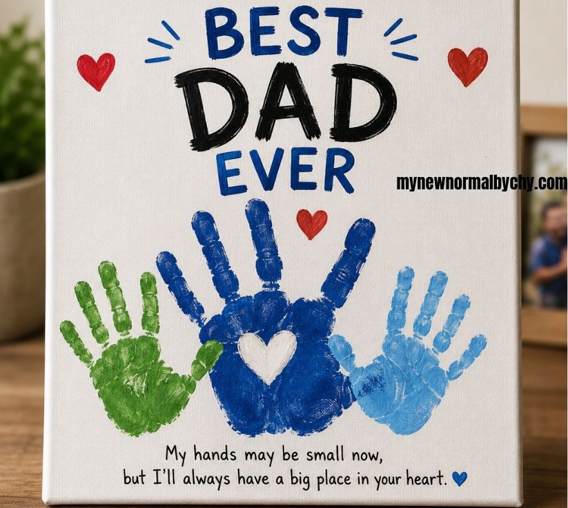 Handprint-canva-art-for-fathers-day-The-Sweetest-Handmade Father’s-Day-Gifts-Kids-Can-Create