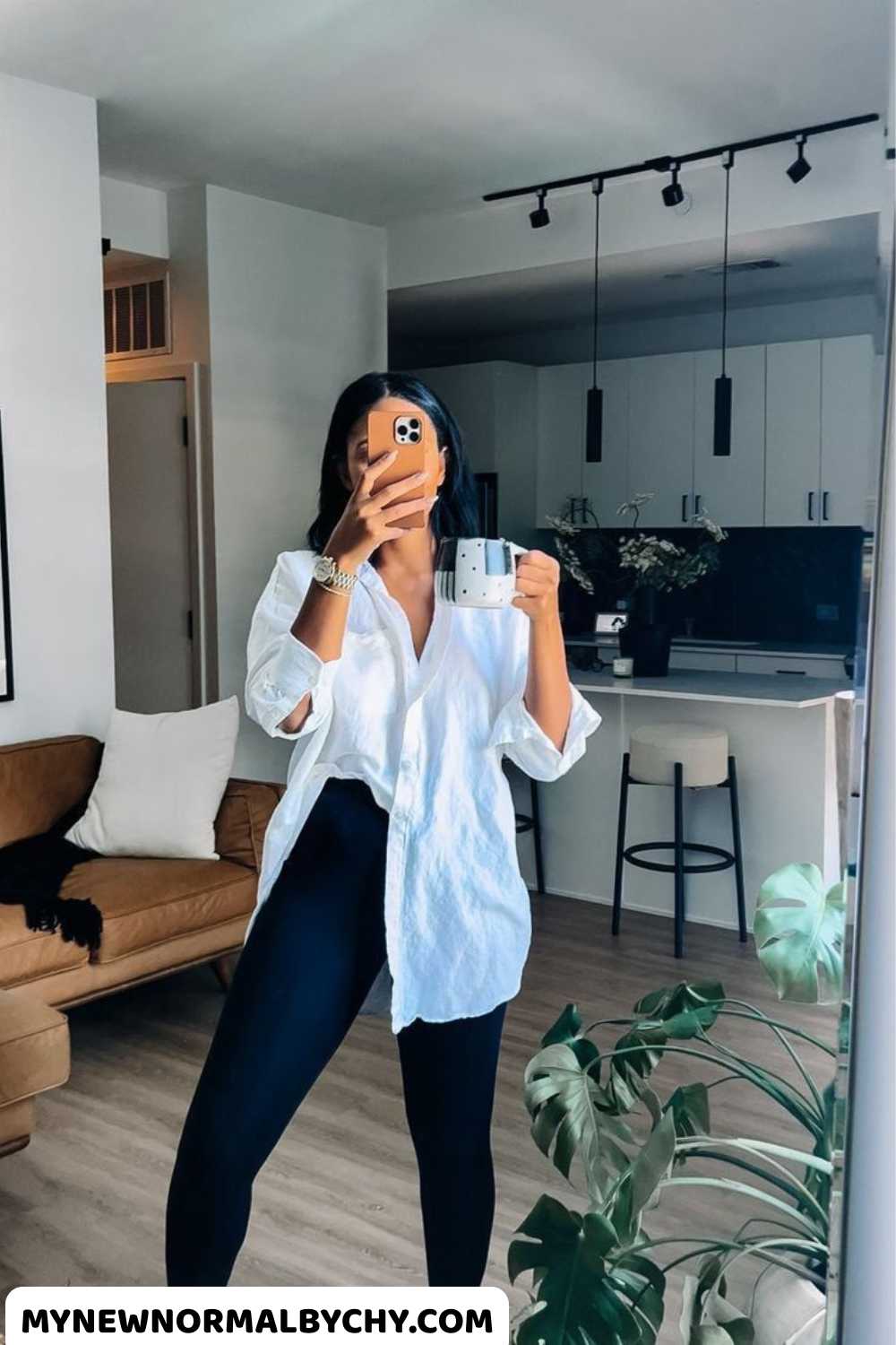 Oversized-Button-Down-Shirt-with-Leggings