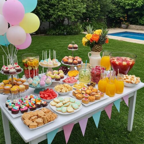 outdoor-garden-dessert-table-Graduation-Cupcake-and-Cake-Table-Ideas