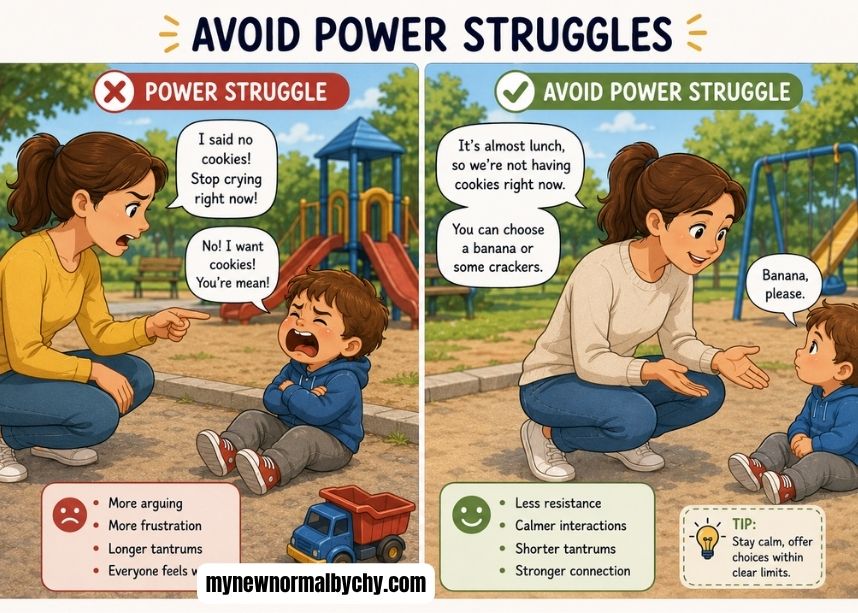 carton-image-of-a-toodler-and-mom-in-the-park-illustrating-how-to-avoid-power-struggle-with-a-toddler