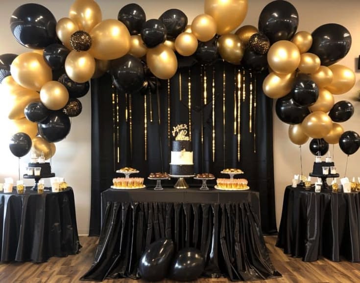 black-and-gold-graduation-dessert-table