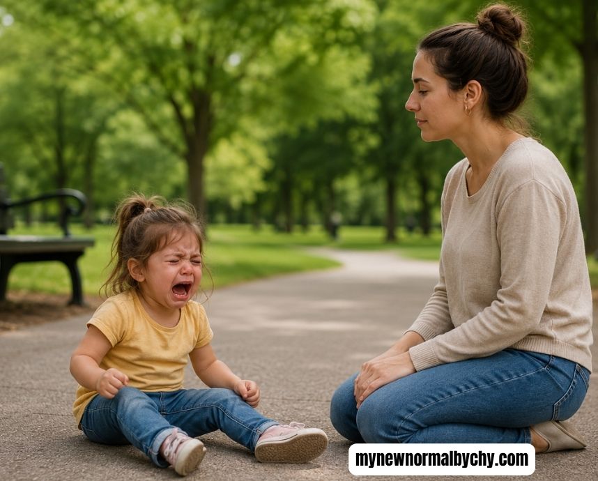 a-mom-and-toddler-in-the-park-while-the-toddler-had-a-meltdown-and-the-mom-is-being-calm-The-Best-Way-to-Stop-Toddler-Tantrums-in-Public