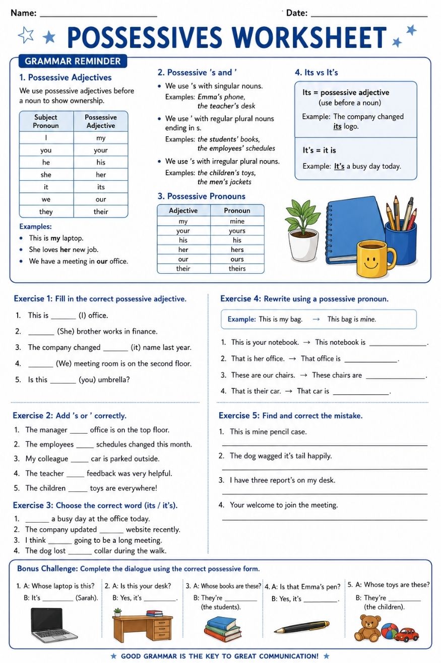 pre-intermediate-worksheet-on-possessives