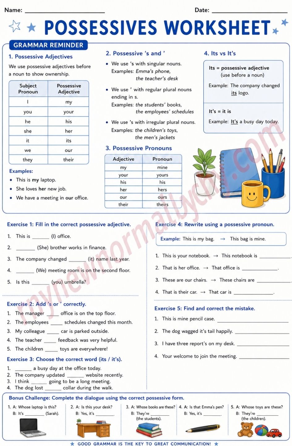 Possessives-worksheet-’s-whose
