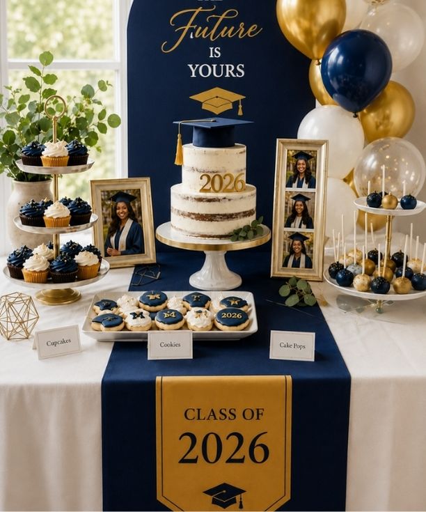 school-colours-graduation-dessert-table