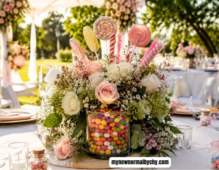 Candy-and-flower-mixed-arrangement