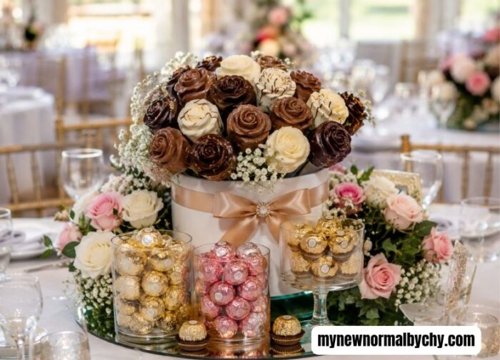 Chocolate-rose-arrangement-Simple-DIY-Candy-Centerpieces-for-Weddings