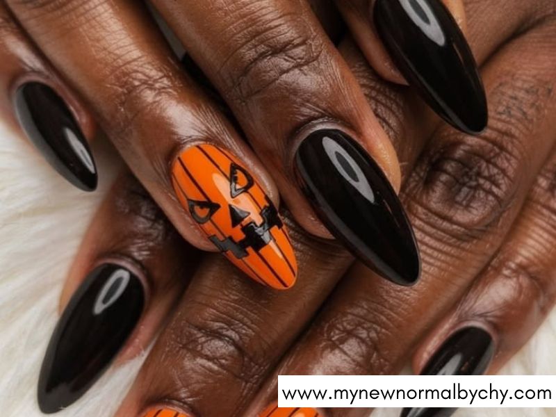 Classic-Orange-and-Black-Nails