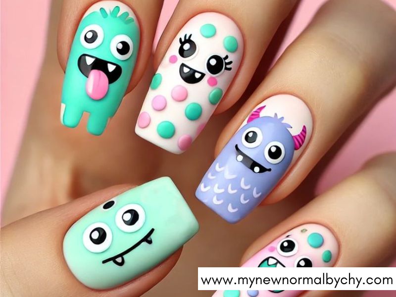 Cute-Monster-Face-Nails-Cute-Halloween-Nails-You'll-Want-to-Copy-This-Spooky-Season