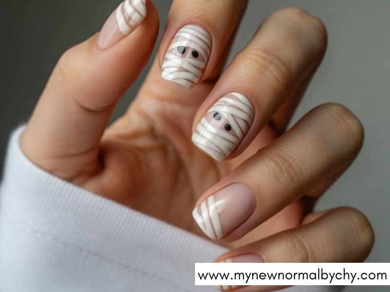 Mummy-Wrap-Nail-Art
