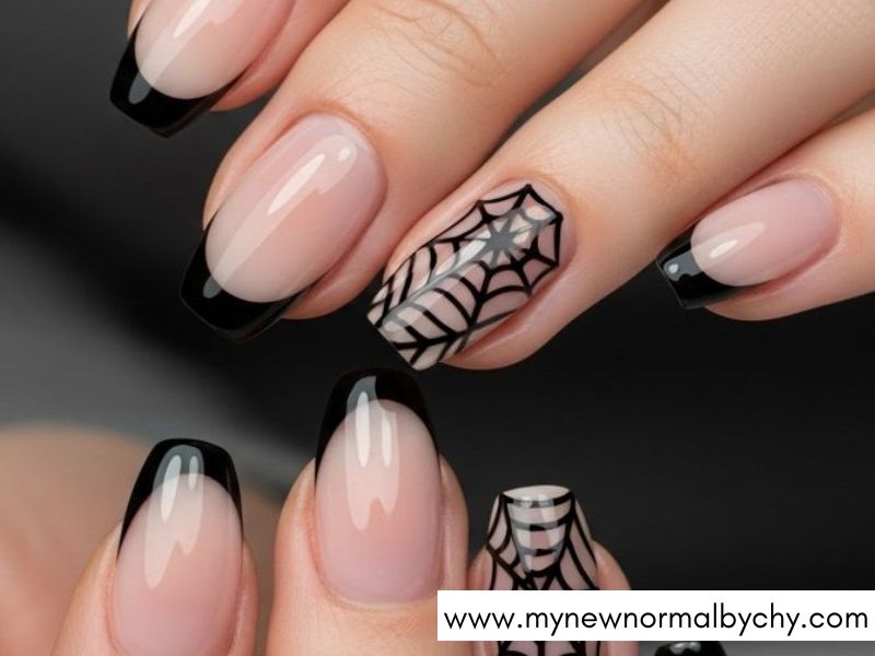 Spider-Web-French-Tips