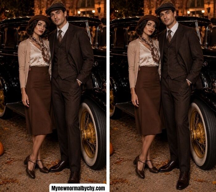 Bonie-and-Clyde-inspired-couple-Halloween-costume