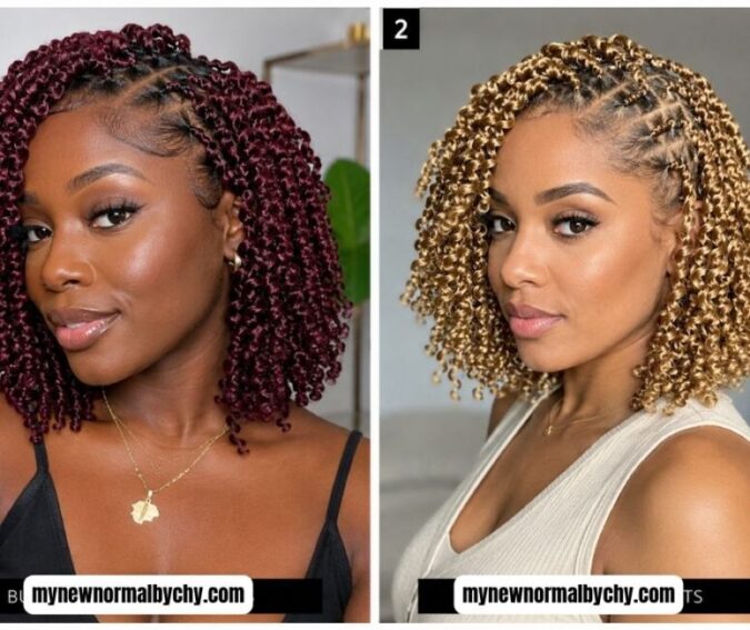 burgundy-and-blonde-bob-passion-twist-hairstyle