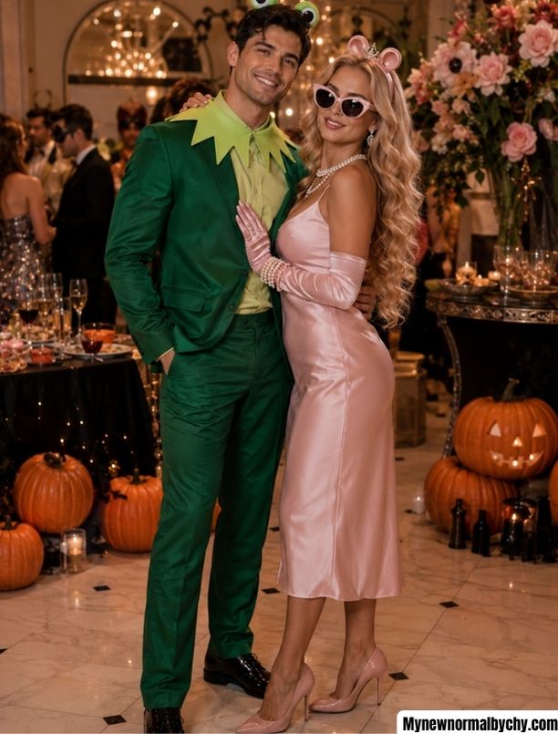 Green-frog-inspired-couple-halloween-costume