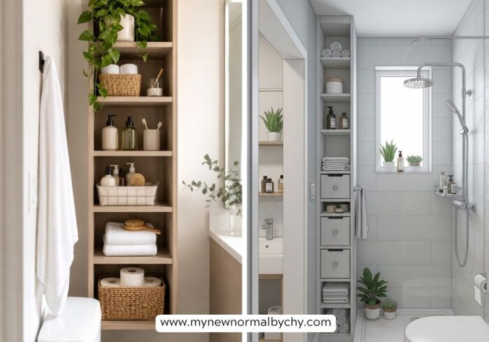 Small-bathroom-inspiration-with-shower-and-bathtub-use-vertical-storage
