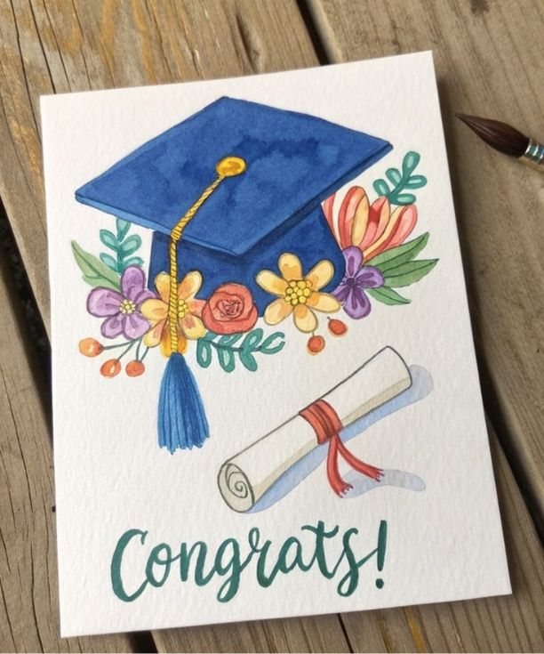 Graduation-card-made-of-water-colour