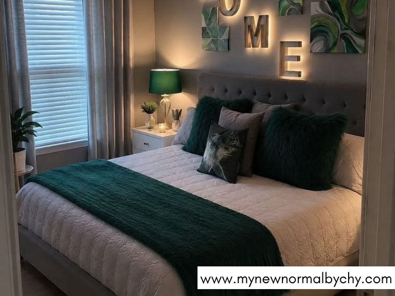 Emerald-Green-and-Cream-Bedding-Color-Combinations-for-a-Cozy-Bedroom