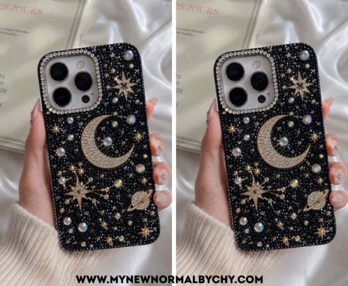 Celestial-moon-and-stars-25-Bedazzled-Phone-Case-Ideas