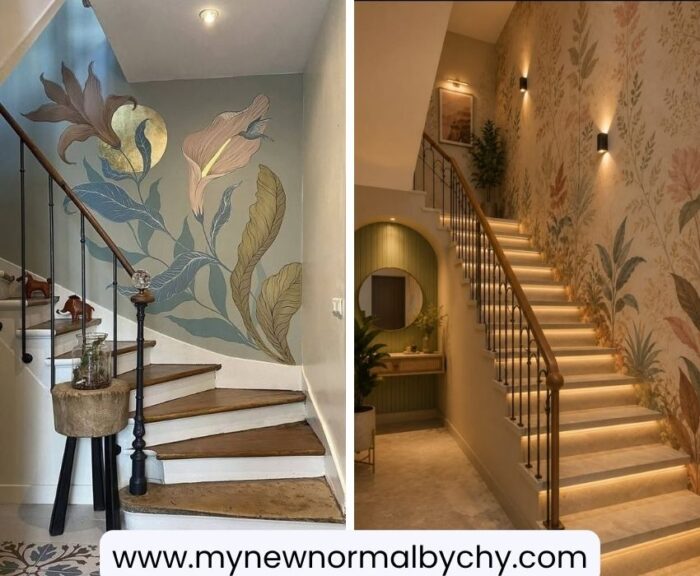 stairway-wallpaper-decor-for-30-wall-corner-decor-ideas