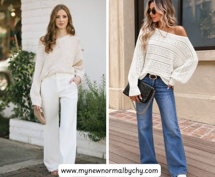 Boat-neck-sweater-with-jeans-45-Cute-Sweater-and-Jeans-Outfits-for-Women