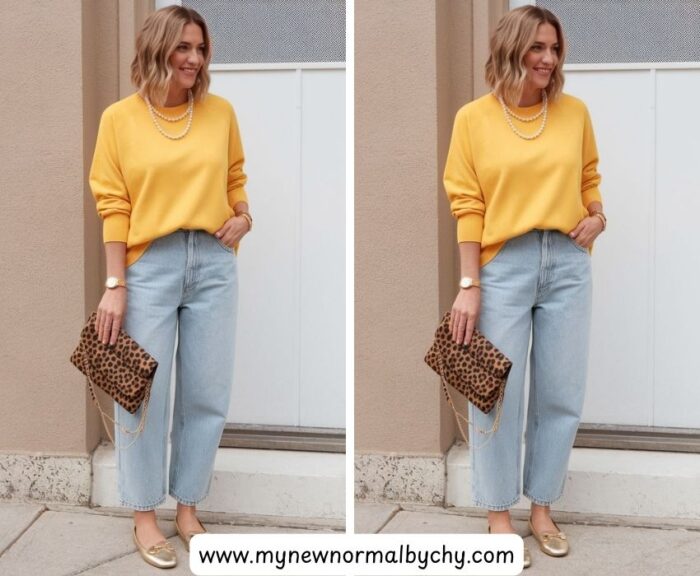 Bright-sweater-with-jeans-45-Cute-Sweater-and-Jeans-Outfits-for-Women