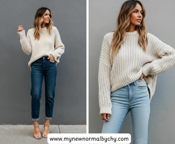 Oversized-cream-sweater-with-skinny-jeans