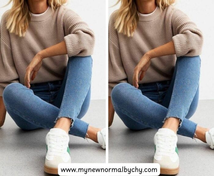 Sneakers-with-jean-and-sweater-45-Cute-Sweater-and-Jeans-Outfits-for-Women