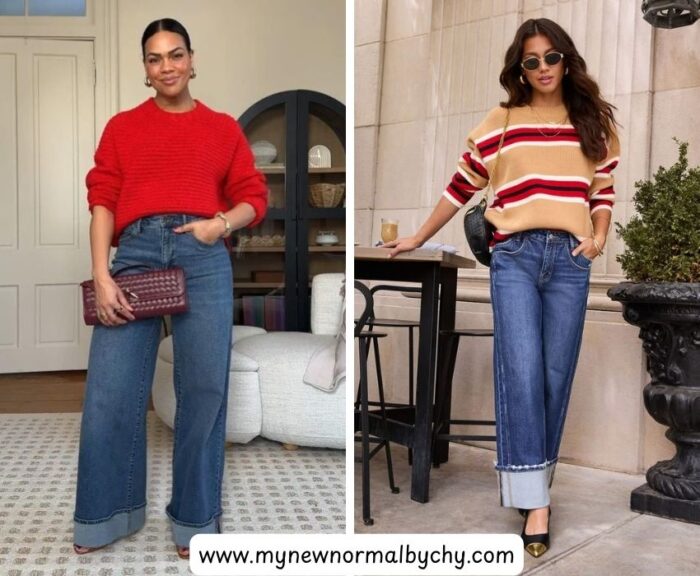 Sweater-with-cuffed-jeans