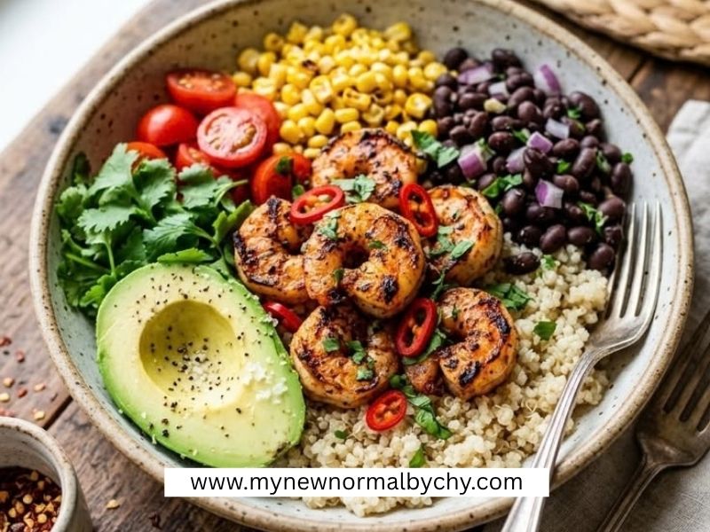 Southwest-Bowl-High-Protein-Quinoa-and-Shrimp-Dinner-Ideas